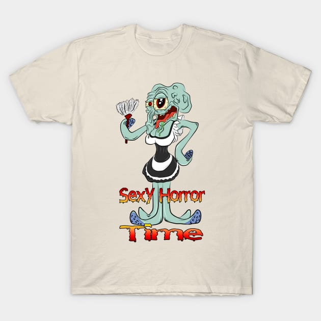 Sexy Horror Time Squidward French Maid T-Shirt by Adriaan